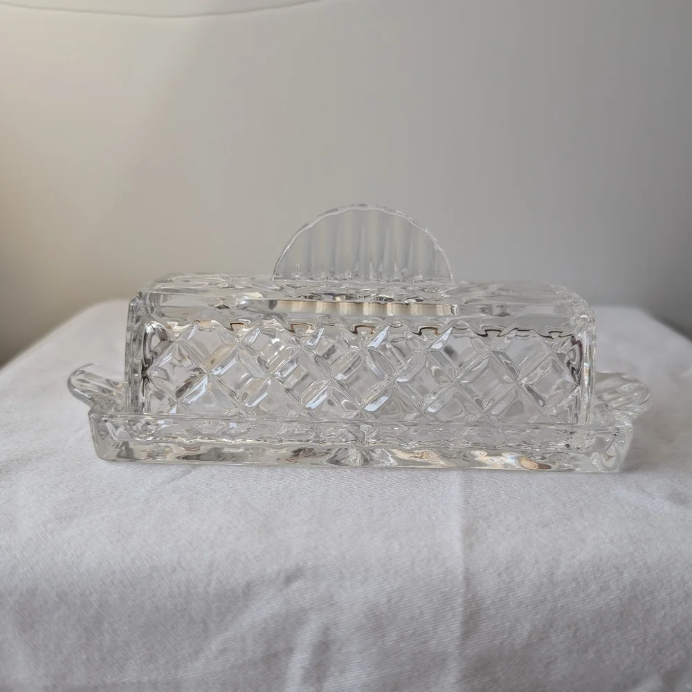 Gorham Crystal King Edward Covered  Butter Dish Discontinued